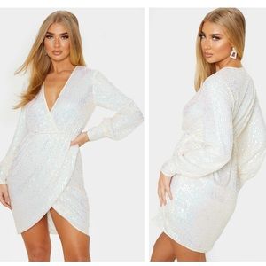 PLT Silver Plunge Dress